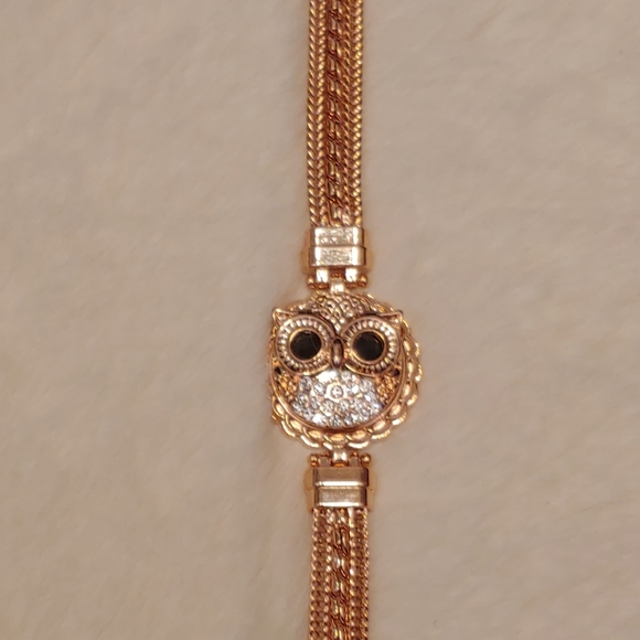 NWOT Rose Gold tone Owl Bracelet 18mm snap 7-10.5" - Picture 5 of 7